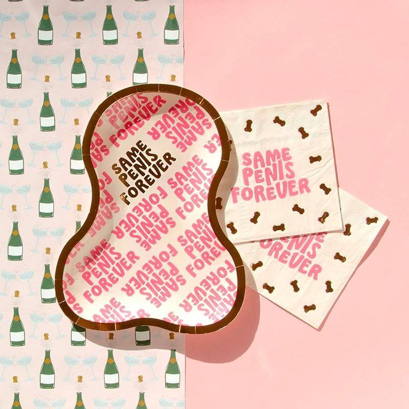 48 Pcs Same Penis Forever Bachelorette Party Cups, Plates & Napkins by Stag & Hen | Custom Personalized Drinkware Tableware Cute Classy Theme Bridal Shower, Engagement Party | Gifts, Favors, Decor