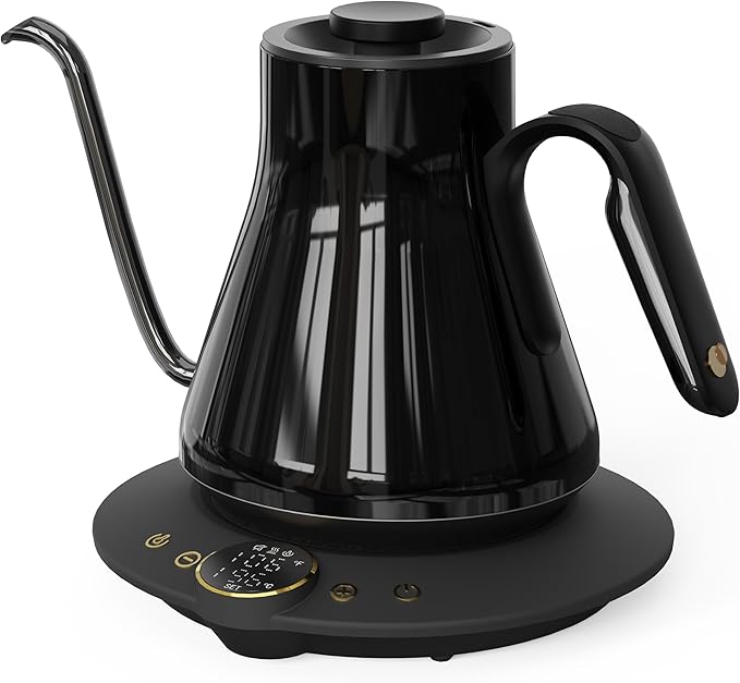 Cocinare FLOW B9 Gooseneck Electric Kettle, Precise Temperature Control for Pour-Over Coffee & Tea Brewing, Stainless Steel Interior, Rapid Heating for Boiling Water 0.9L (Soulages Black)