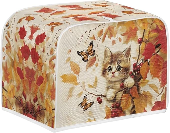 Doojoayie Cute Cat Toaster Cover 4 Slice Toaster Dust Cover Oven Dustproof & Washable for Kitchen Small Appliance,Kitchen Essentials Fall Decor Thanksgiving Theme