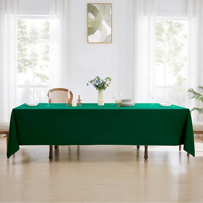 Rectangle Tablecloths 90x132 Inch 6 Pack Dark Green Tablecloth for 6ft Washable Decorative Linen Polyester Table Cloths for 8ft Dining Table Banquets Buffet Parties and Wedding