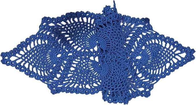 BIBITIME Crochet Lace Table Doilies Eyes Flower Doily Kitchen Vase Place Mats (Navy, 7 in x 21 in,Pack of 1PC)