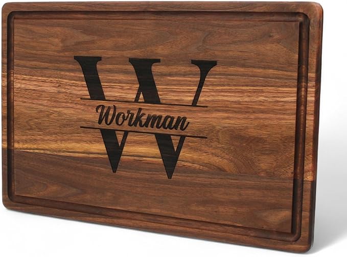 Refine Kitchenware Extra Large Walnut Personalized Engraved Cutting Board - FSC-Certified Wood, Wedding Gift, Custom Walnut Cutting Board, 100% Made In The USA