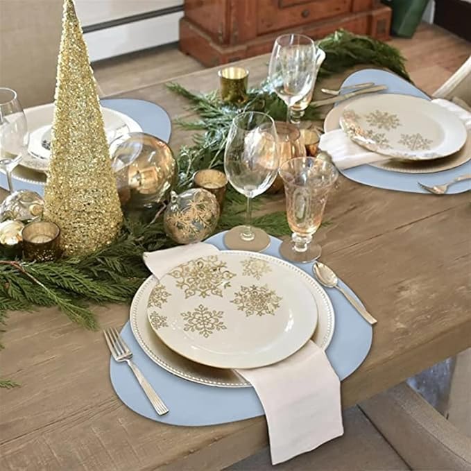 Faux Leather Set of 2 PU Placemats and Coasters Round Leather for Dinner Table Mats Heat Non-Slip Washable(Taupe)