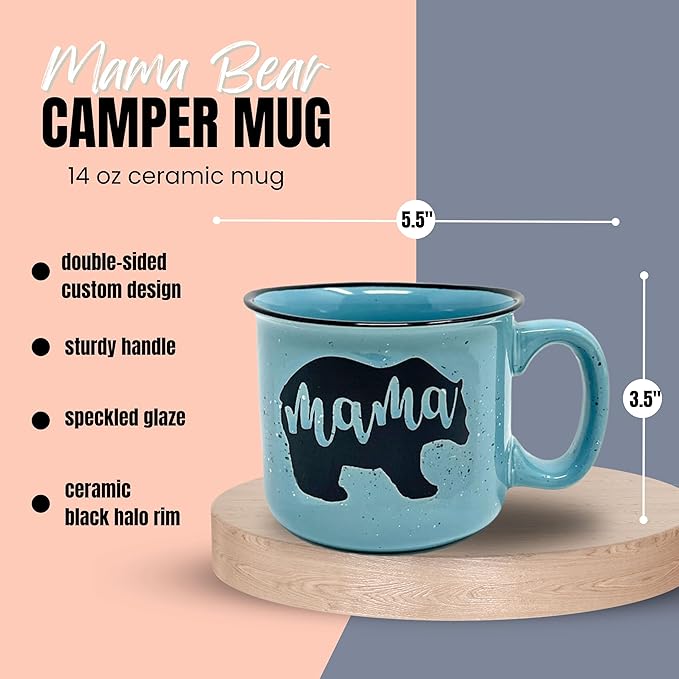 Large Mama Bear & Papa Bear 15 oz Coffee Mug Gift Set - Cute Coffee Cup Set for Men and Women - Unique Fun Gifts for Parents, Couples, Grandparents for Birthdays, Mother's Day, Father's Day, Christmas
