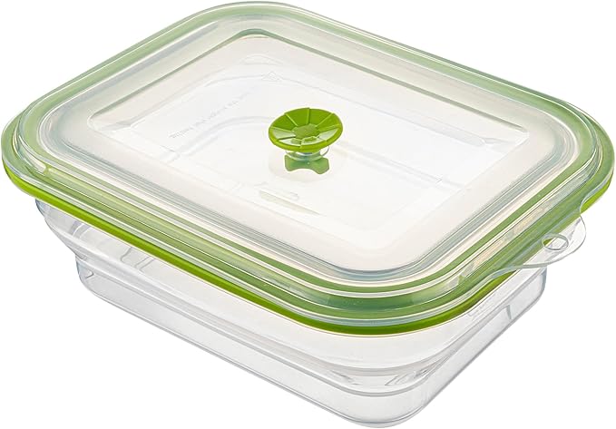 Restaurantware-Fresh Hero 51 Ounce Storage Containers, 1 Durable Airtight Food Containers - Microwavable, Freezable, Green Silicone, Collapsible, Dishwashable, With Vented Lids