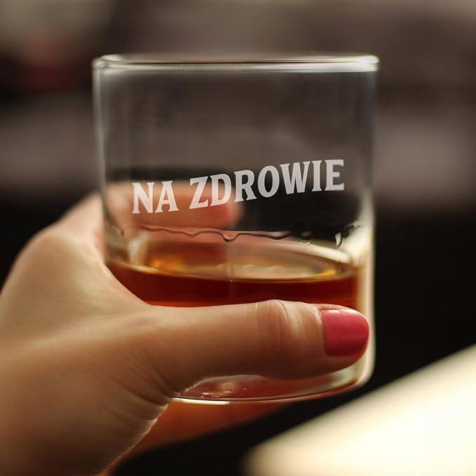 Bevvee Na Zdrowie - Polish Cheers - Whiskey Rocks Glass - Fun Poland Themed Gifts or Party Decor for Women and Men - Set of 4-10.25 Oz
