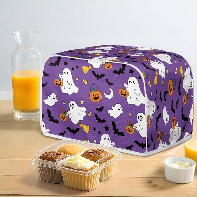 Doojoayie 4 Slice Toaster Cover Cute Ghost Small Appliance Cover Dustproof Toaster Halloween Decor Machine Protection for Most Standard Toasters
