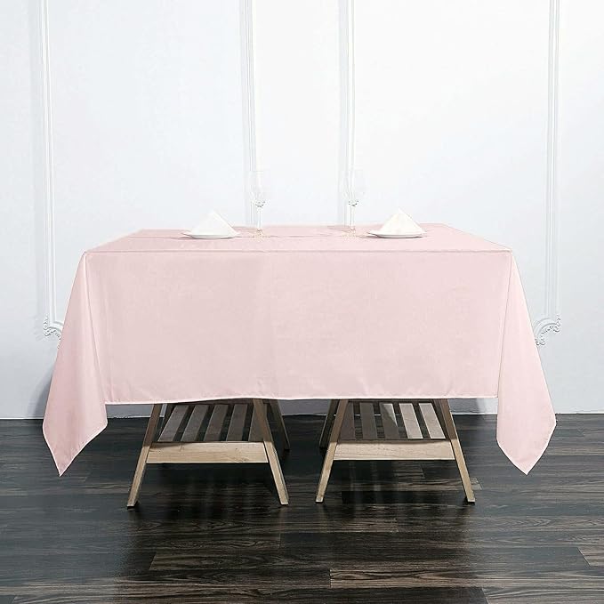 Efavormart 70" Premium Square Polyester Tablecloth for Wedding Kitchen Dining Events - Blush | Rose Gold
