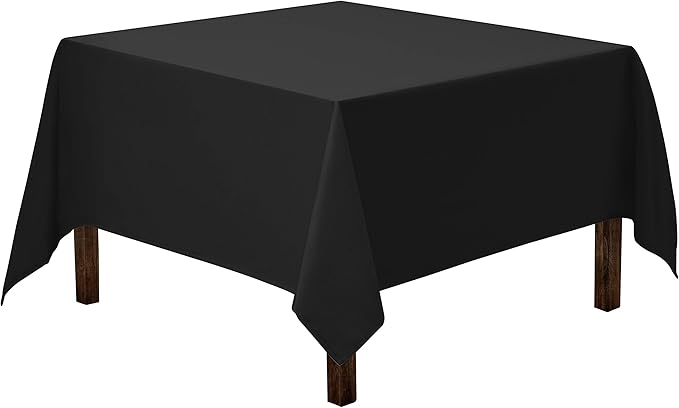 Gee Di Moda Square Tablecloth - 52 x 52 Inch Black Table Cloth for Small Square or Round Tables - Heavy Duty Washable Fabric - for Buffet Table, Holiday Party, Dinner, Wedding & Baby Shower