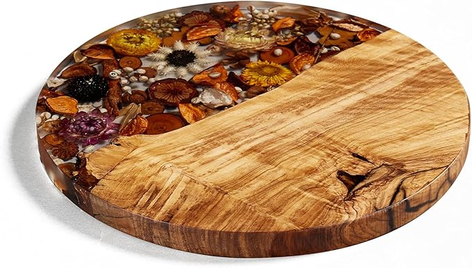 Handmade Olive Wood Cutting Board with Real Flowers Preserved, Unique Charcuterie Boards, House Warming Gifts New Home, Thoughtful Wedding Gifts for New Couple 2026