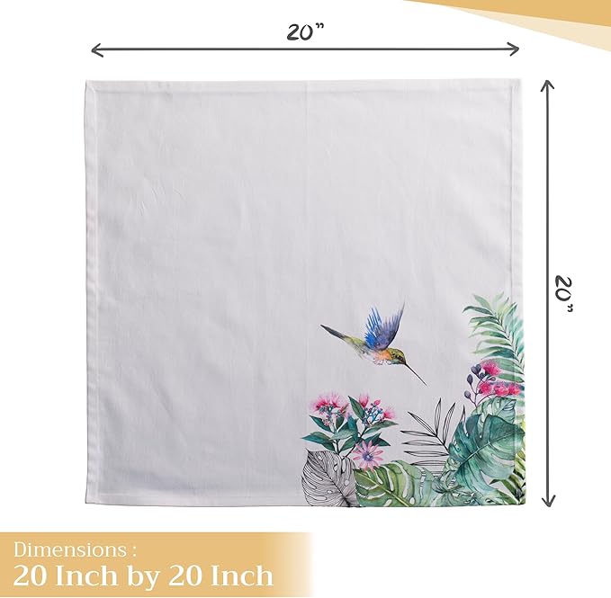 Maison d' Hermine Cloth Napkins Set of 4 100% Cotton Everyday Reusable Square Napkins Cloth Washable Dinner Party Wedding Restaurant Valentines Day Decorations Spring/Summer (Tropiques, 20" x 20")