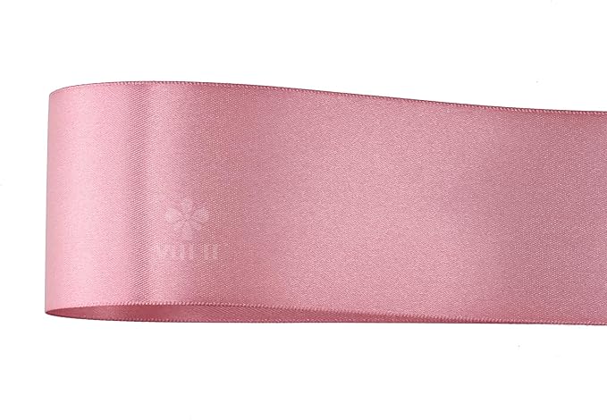 MEEDEE Victorian Rose Satin Ribbon 2 Inch Rose Pink Ribbon Lux Double Faced Ribbons by 25 Yards Mauve Silk Ribbons for Gift Wrapping, Satin Wedding, Flower Bouquet, Holiday Decorating