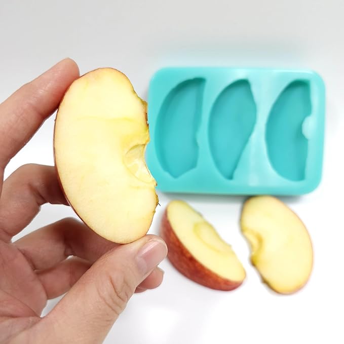 Generic Apple Slices Silicone Mold - Turquoise Blue, Pewter, BPA Free, Phthalate Free, Latex Free - Realistic Flexible Mold for Soap, Resin, Candle, Clay - FOOD PREPARATION MOLD - NC054