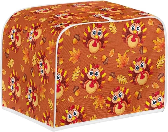 Doojoayie Cute Turkey Toaster Cover Kitchen Decor Dust Proof Oven Cover 4 Slice Bread Maker Protector Kitchen Toaster Protection Thanksgiving Decorations
