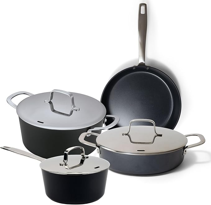 Alva Maestro 7-Piece Ceramic Cookware Set – Nonstick & No PTFE, PFOA, PFAS for Safe, Healthy Cooking – Oven & Induction Safe for Fast Even Heat, Effortless Cleanup, Durable Designed to Last