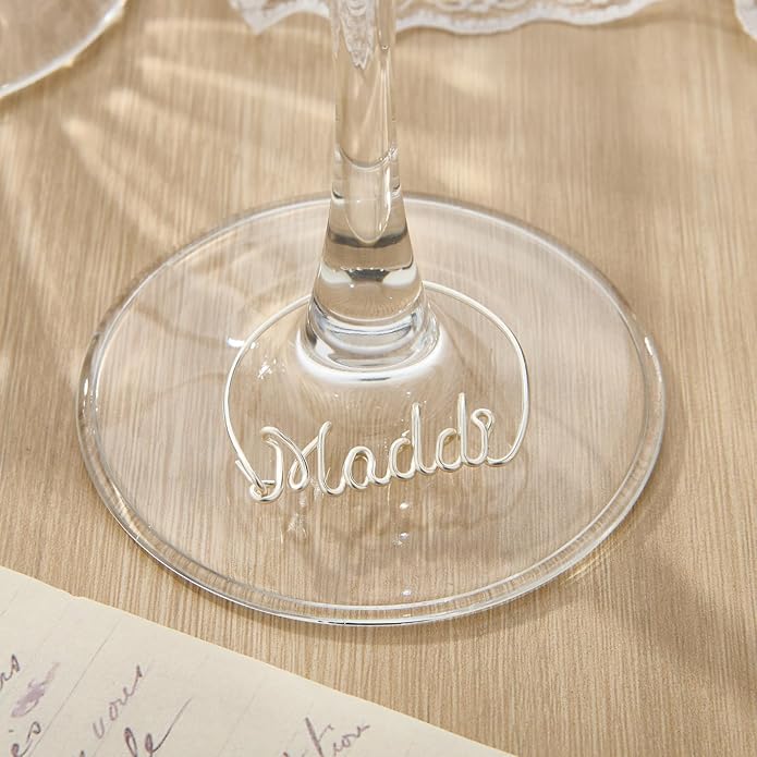 Wine Glass Charms Personalized for Wedding, Bridal Shower, Baby Shower, Retirement or Engaged Party - Custom Name Drink Tag for Champagne Stem Glass - Bachelorette Party Favors for Girls Weekend Trip