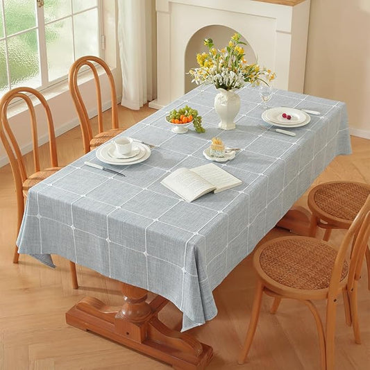Zobesta Blue Table Cloth Rectangle Table 60 x 84 Inch, Cotton Blue Linen Gingham Tablecloth Rectangle Boho Tablecloth for Outdoor, Party, Holiday, Picnic, Dining