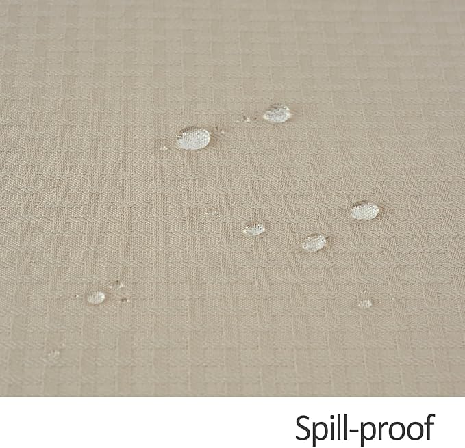 maxmill Tablecloth Weaved Texture Stain Resistant Waterproof, Wrinkle Resistant Washable Table Cloth, Fabric Table Cover for Dining Room, Indoor Outdoor Use, Rectangle 60 x 120 Inch, Natural