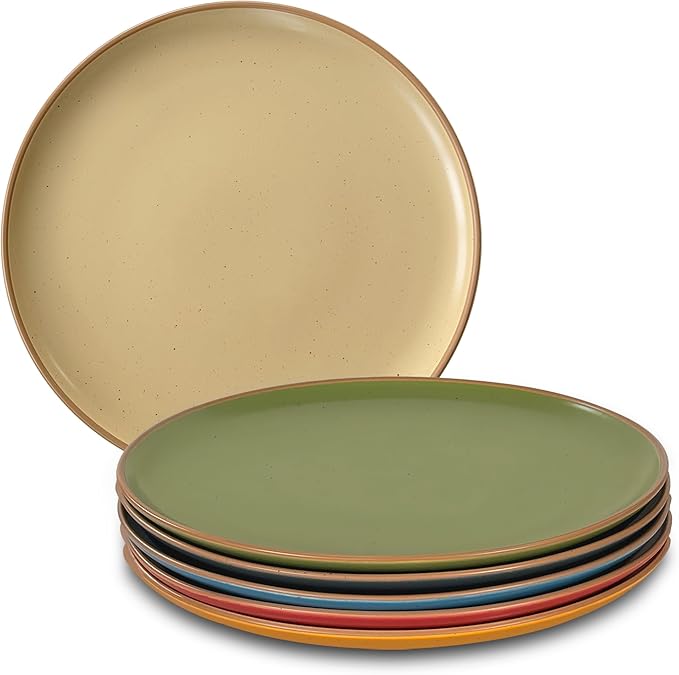 Mora Ceramic Artisan Matte Dinner Plates Set of 6, 10 inch Dish Set - Microwave, Oven, and Dishwasher Safe, Scratch Resistant, Modern Rustic Dinnerware- Kitchen Porcelain Serving Dishes