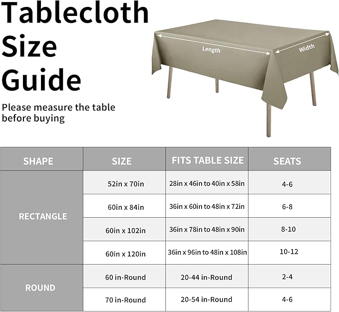 Easy-Going Faux Linen Waterproof Spill-Proof Tablecloth Stain Resistant Rectangle Table Cloth Wrinkle Free Decorative Fabric for Kitchen, Dining, Party, Weddings, Restaurants (60x102 in, Khaki)