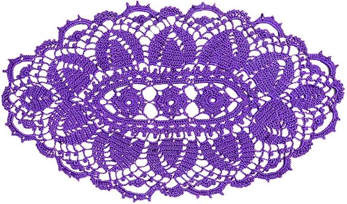 BIBITIME 12 x 22 in Lace Tablecloth Doily Handmade Crochet Placemat Women Vase Mat Kitchen Table Runner (1PC, Dark Purple)