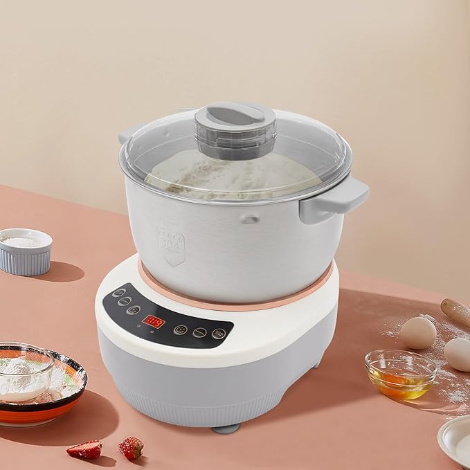 5L Electric Dough Maker with Ferment Function, 304 Stainless Steel Dough Mixer Machine, 200W Kneader for Pizza/Bread, Commercial & Home Use (Silver)