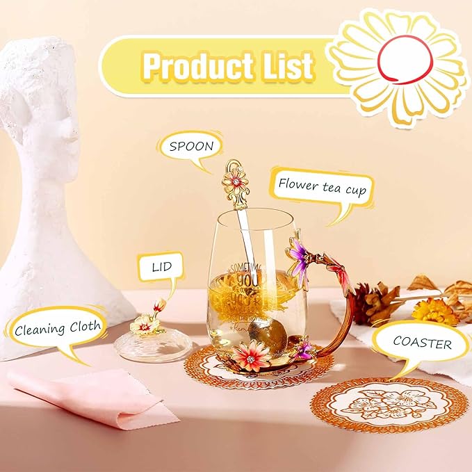 Luka Tech Friendship Gifts For Women,Friend Gifts For Women, Lovely Flower Tea Cup Coffee Mug Birthday Gifts For BFF, Female, Corworker, Bestie