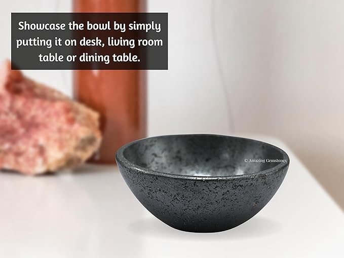 Hematite Crystal Bowl - 2 Inch Decorative Bowls for Room and Home Decor - Gemstone Healing Crystals for Elegant Display, Positive Energy Balance and Gift
