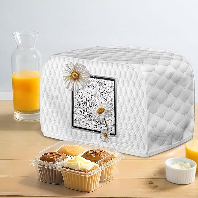 Doojoayie Daisy Toaster Cover Dust-proof Toaster Oven Cover 2 Slice Modern Kithcen Accessaries Stain Resistant Small Appliance Protector Home Decorations