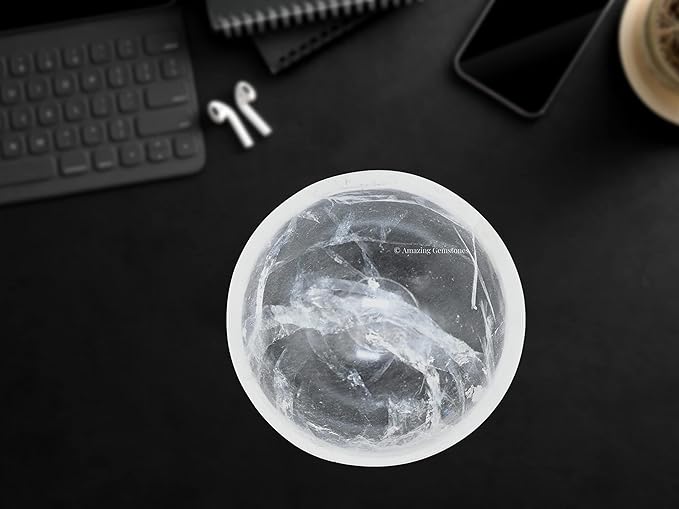 Clear Quartz Crystal Bowl - 2 Inch Decorative Bowls for Room and Home Decor - Gemstone Healing Crystals for Elegant Display, Positive Energy Balance and Gift