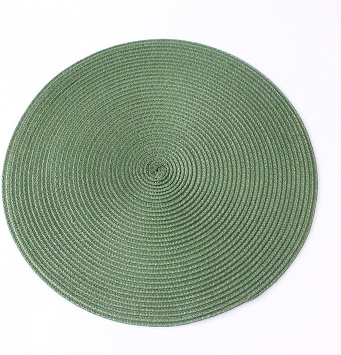 4PCS Round Woven Non-Slip Kitchen Placemat Non Slip Table Mat Kitchen Accessories Decoration Home Pad Coaster(Green)