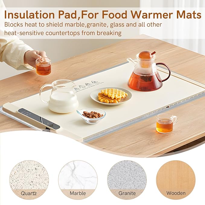 2 Pcs Foldable Heat Resistant Mat for Countertops - 23.2x15.3 Inch Kitchen Protector Pad, Compatible with Air Fryer, Coffee Maker, Oven, Toaster & Food Warming Mats