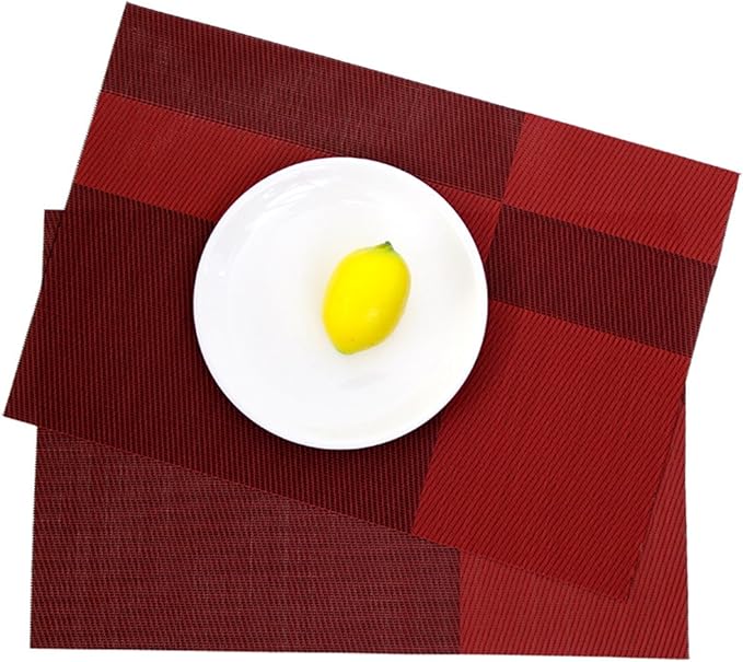 Heat-Stain Non-Slip Eco-Friendly Woven for Dining Table Washable PVC Kitchen Table Place Mats(JG,30X45CM_4PCS)