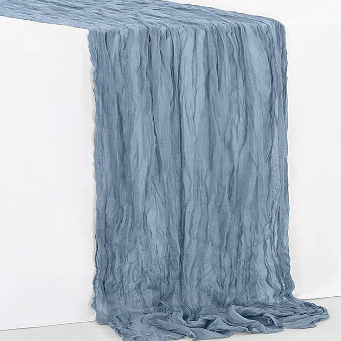 6 Pack Dusty Blue Cheesecloth Table Runner 35x120 Inch 10Ft Rustic Gauze Cheese Cloth Table Runner Sheer Cheesecloth Table Runners for Wedding Party Bridal Shower Decoration