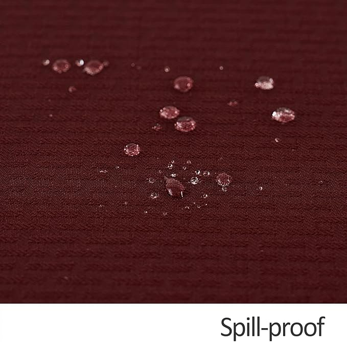 maxmill Rectangle Tablecloth Weaved Texture Design Water Resistant Wrinkle Free Spill-Proof, Soft Table Cloth for Dining Room Decoration, Banquet Parties Event Holiday Dinner, 52 x 84 Inch Burgundy