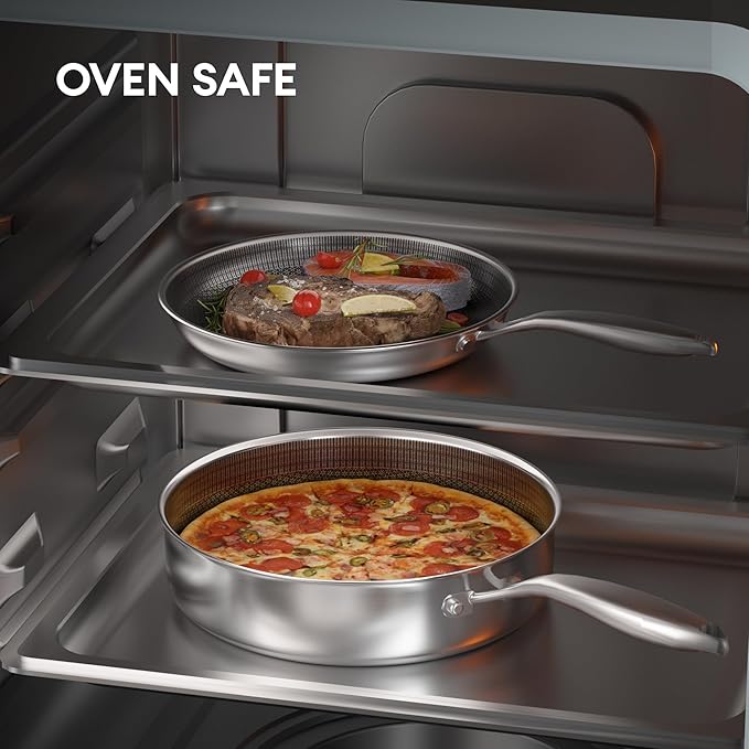 COOKER KING Stainless Steel Cookware Set, Pots and Pans Set Non Stick, Hybrid Ceramic Cookware,Non-Stick Frying Pans, Saucepan, Saute Pan & Stock Pot, Non-Toxic, Oven Safe, Induction Compatible
