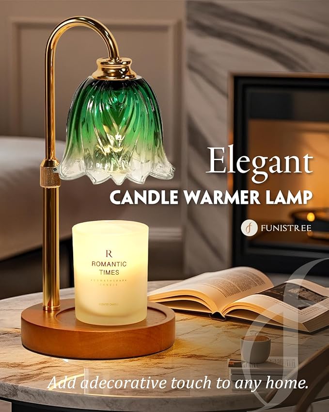Candle Warmer Lamp, Gold Candle Lamp Warmer with Timer & Dimmer with 2 Bulbs, Birthday Gifts for Women Mom, Valentines Gifts, House Warming Gifts New Home Bedroom Decor, Height Adjustable
