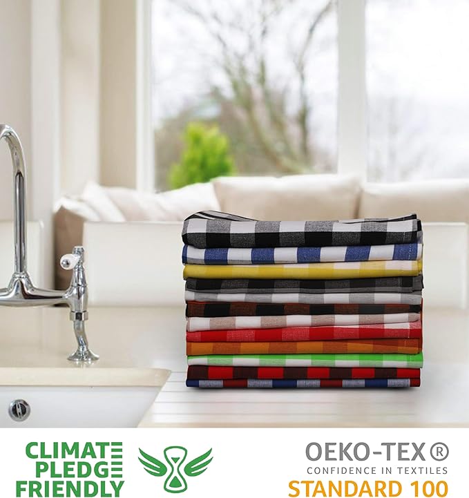 Urban Villa Cloth Napkins Set of 12 20x20 Inches 100% Cotton Napkins Cloth Washable Durable Reusable Absorbent Table Dinner Napkins Cloth for Hotel Lunch Restaurant Weddings Parties Multi Checks