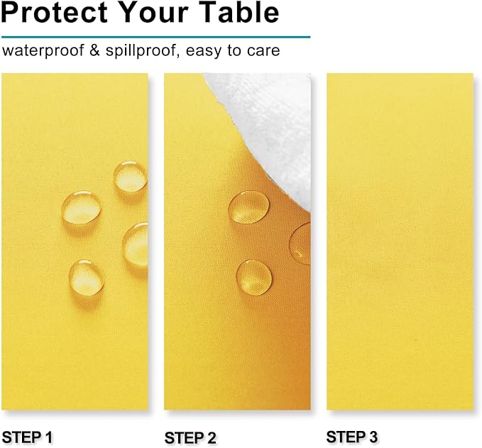 Hiasan Small Tablecloth for Square Tables - Waterproof and Spillproof Washable Fabric Table Cloth for Spring Dining, Outdoor Picnic (Yellow, 40 x 40 Inch)