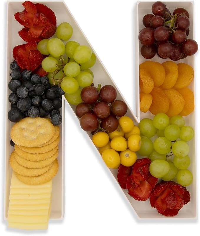 10" Reusable Plastic Box Form Tray Display for Treats, Charcuterie, Cake Pop, Candy, Charcuterie Box, Custom Charcuterie Letters Fillable - Reusable Letter Box - (White Plastic, N)
