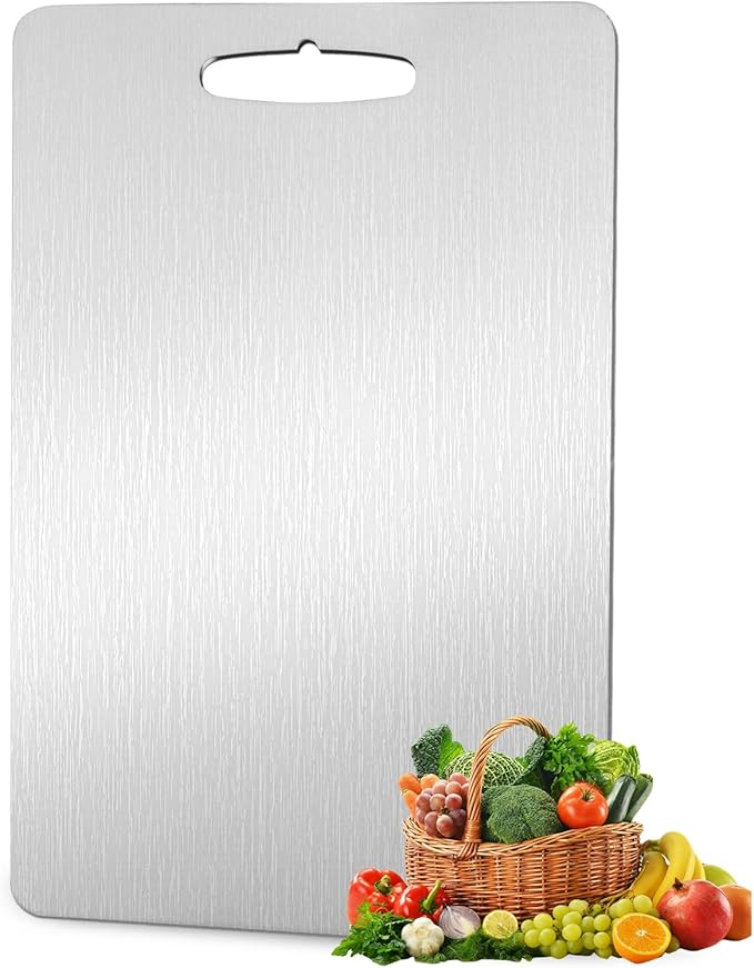 Titanium Cutting Board, 2025 New Upgrade 100% Pure Titanium Cutting Boards for Kitchen, Hygiene & Durability Non Stick Chopping Board, Double sided Cutting Mat, Easy to Clean (18 * 12)