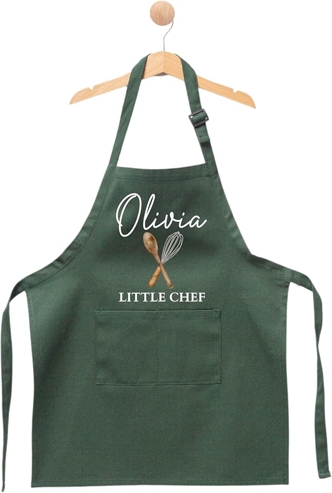 Personalized Kids Apron, Custom Little Chef with Name, Youth Apron with Name, Cooking and Baking Gift for Children, Custom Name Children Cooking Class Bib, Toddler Chef Outfit with Custom Name