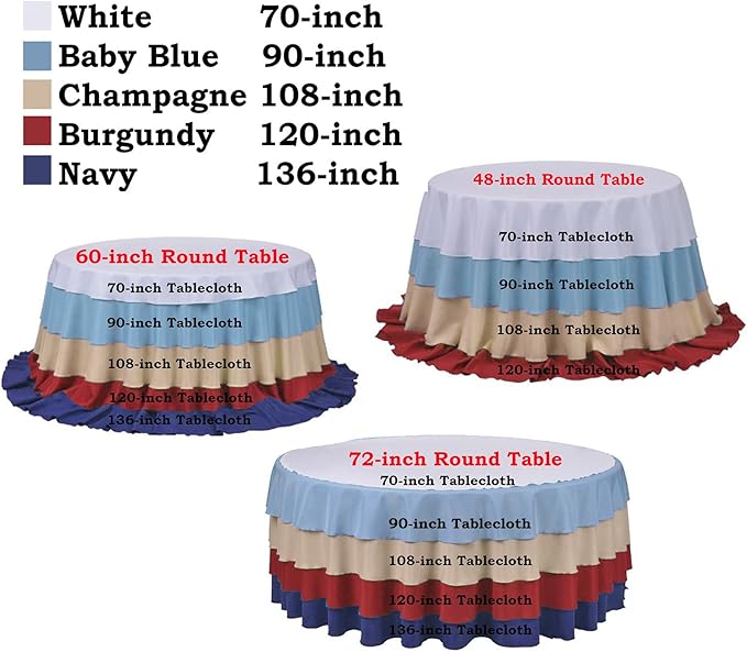 Efavormart 108" Wholesale Round Tablecloth Polyester Round Table Linens for Wedding Party Banquet Restaurant - Navy