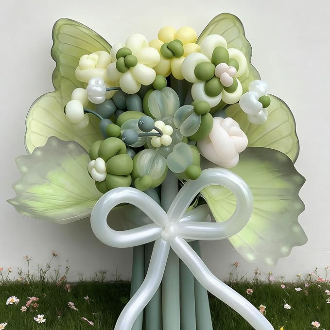 KAWKALSH 260 Avocado Green Long Balloons for Balloon Garland Thickening Skinny Latex Twisting Animals Modeling Christmas Birthday Wedding Party Festival Decorations 100pcs