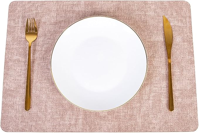 Anti Crease PU Leather Placemat Waterproof Heat- Wipeable Dining Table Mats for Home Kitchen(Rectangle F)