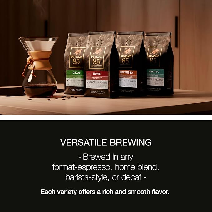 Beyond 85 Colombian Coffee Bundle – Espresso & Home Whole Bean Coffee (2 x 340g) – Bold Espresso & Smooth Roast – Ideal for Lattes, Drip, French Press & More