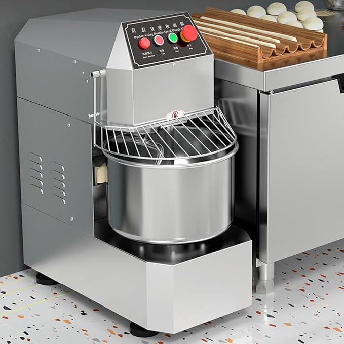 40QT Commercial Dough Mixer, 110V 1800W Electric Food Dough Kneading Flour Blender Machine, Stainless Steel Stand Mixing, W/Dual Action and Dual Speed, for Bakeries Pizzerias Bread Maker