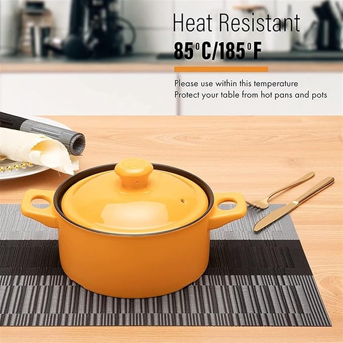 Non-Slip Woven Insulation Placemats Washable Elegant Kitchen Table Mats for Dining Heat(Woven Light Grey,4pcs 45x30cm)