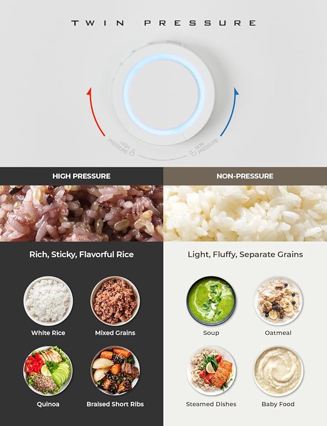 CUCKOO CRP-MHTR0309F | 3-Cup (Uncooked) Twin Pressure Induction Heating Rice Cooker | 11 Menu Options: High/Non-Pressure & More, Made in Korea | White, 3 Cups