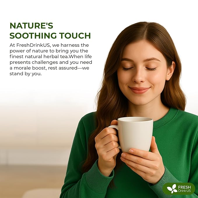FreshDrinkUS, Evening Time Herbal Tea – 30 Tea Bags – Caffeine-Free Blend with Senna, Peppermint, Chamomile, Licorice, Ginger, Reishi Mushroom – Relaxing Herbal Infusion – Non-GMO & Natural